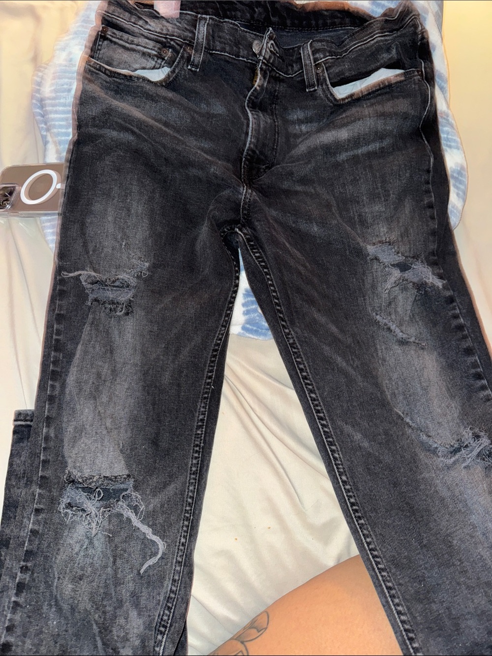 Levi's Men's Black Distressed Skinny Jeans
